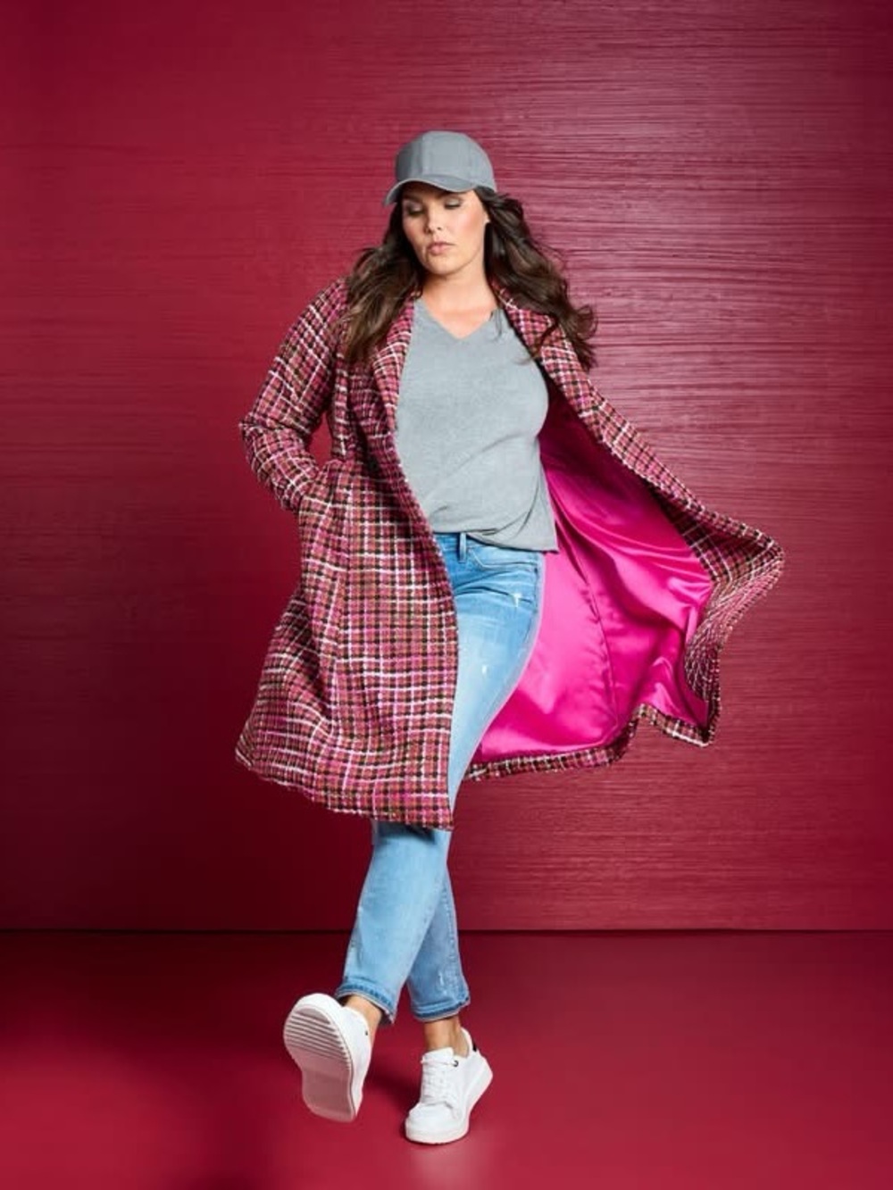 Torrid Boucle Statement Coat — Plaid Pink — Size 1